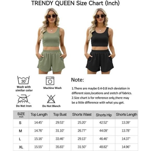2 Piece Women Summer Shorts Sets Sleeveless Matching Lounge High Waist Crop Top - Picture 6 of 7